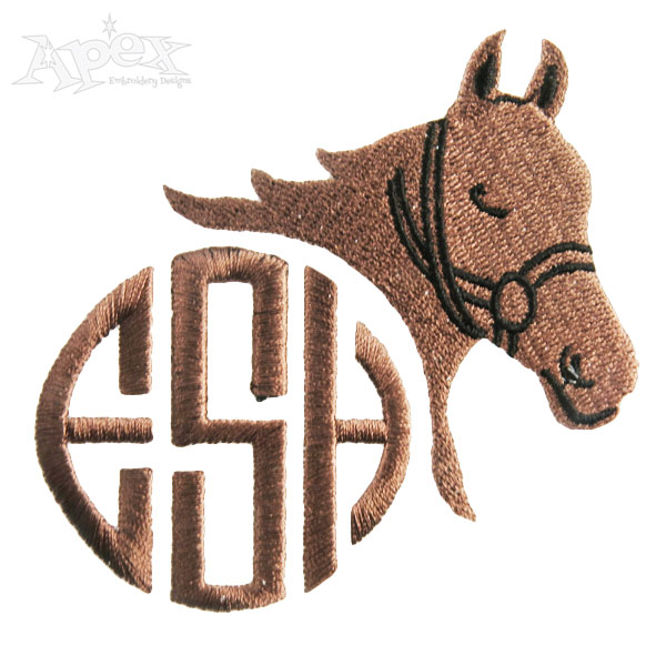 Horse Monogram Embroidery Design Frames