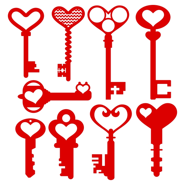 Key Love Heart Cuttable Designs