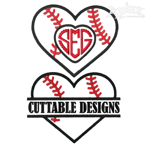 Baseball Heart Embroidery Designs