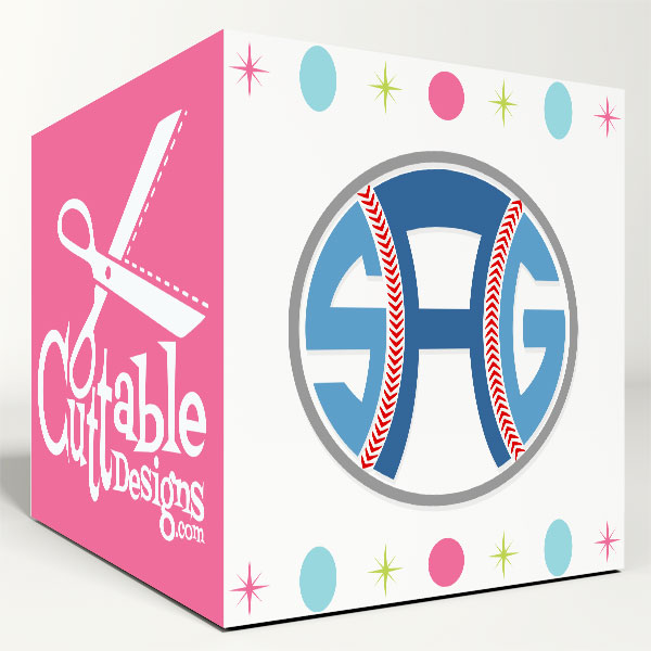 Round Baseball Monogram SVG Cuttable Fonts