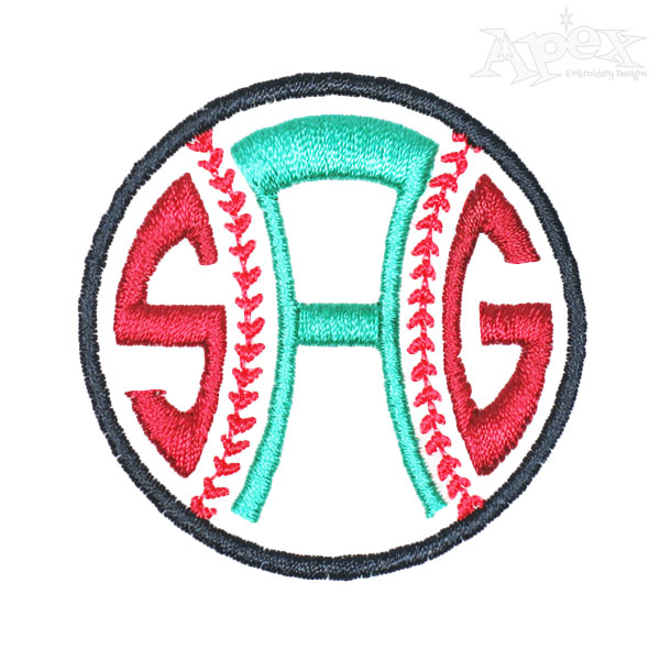 Round Baseball Monogram Embroidery Fonts