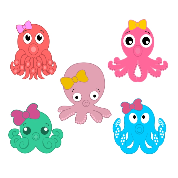 Cute Octopus Pack SVG Cuttable Designs