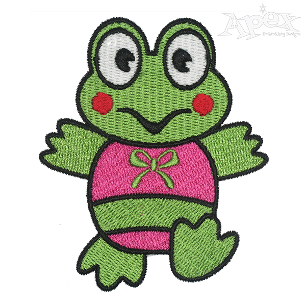 Happy Frog Embroidery Design