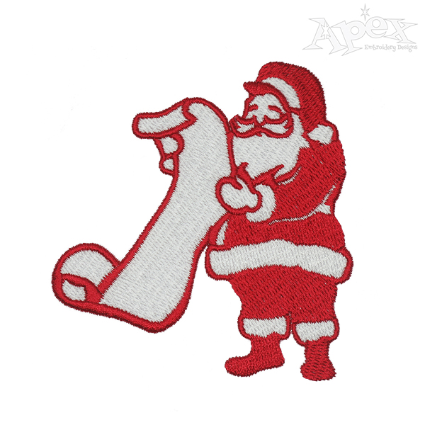 Santa Claus and Presents List Embroidery Designs