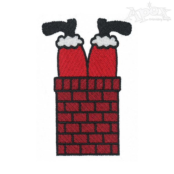 Santa Claus Stuck In The Chimney Embroidery Designs