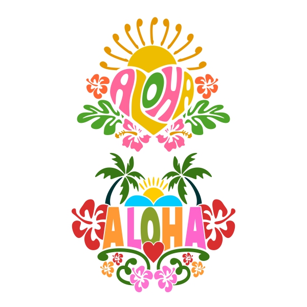 Colorful Aloha SVG Cuttable Designs