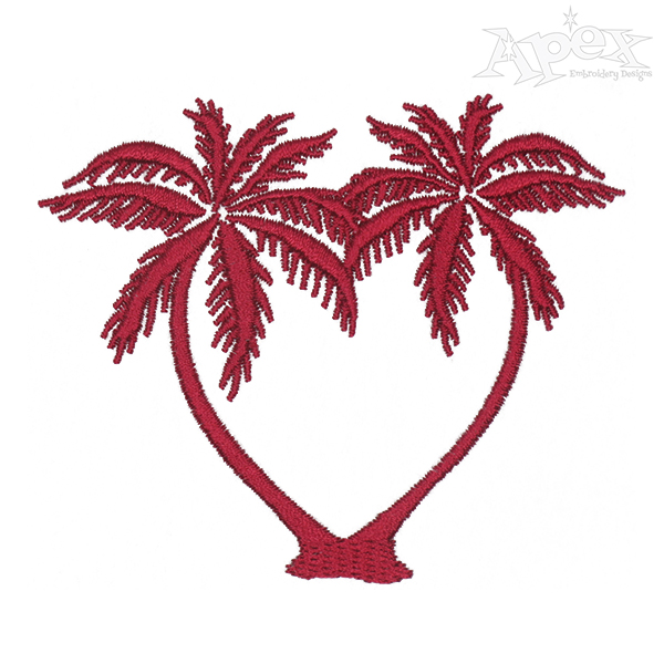 Heart Palm Trees Embroidery Desgins