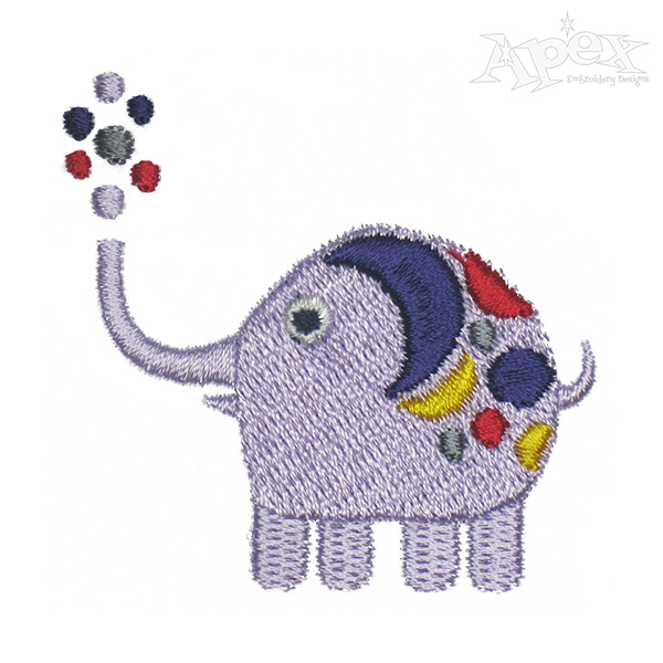 Cartoon Elephant Embroidery Design