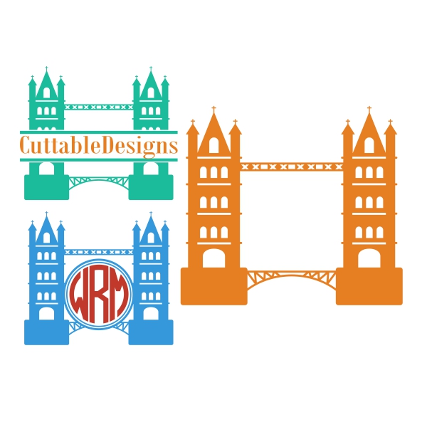 London Bridge Split and Monogram SVG Cuttable Design and Frame