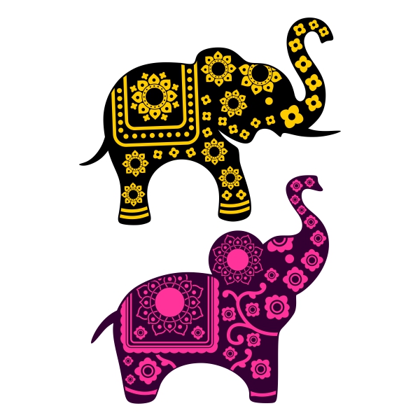 India Flourish Elephants SVG Cuttable Design