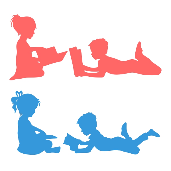 Baby Boy and Girl Read Books SVG Cuttable Design