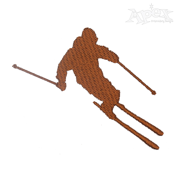 Skiing Silhouette Embroidery Design