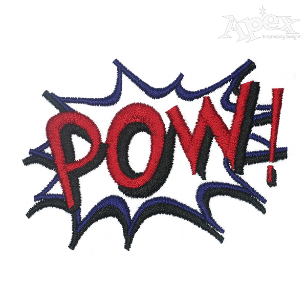Pow Superhero Word Embroidery Design