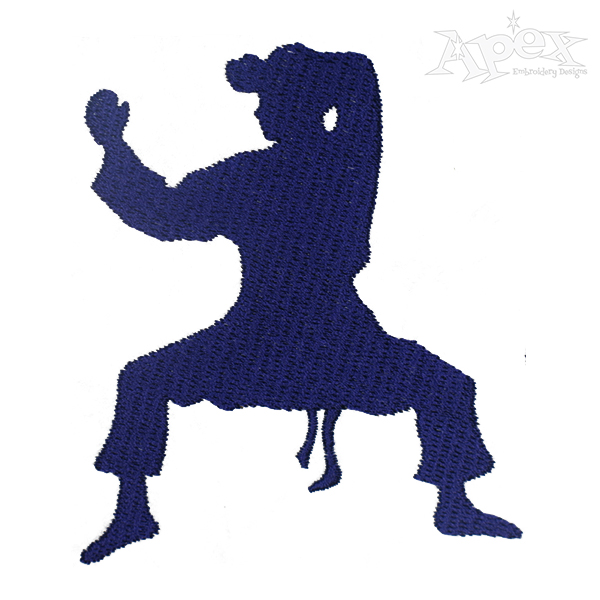 Karate Silhouette Embroidery Design