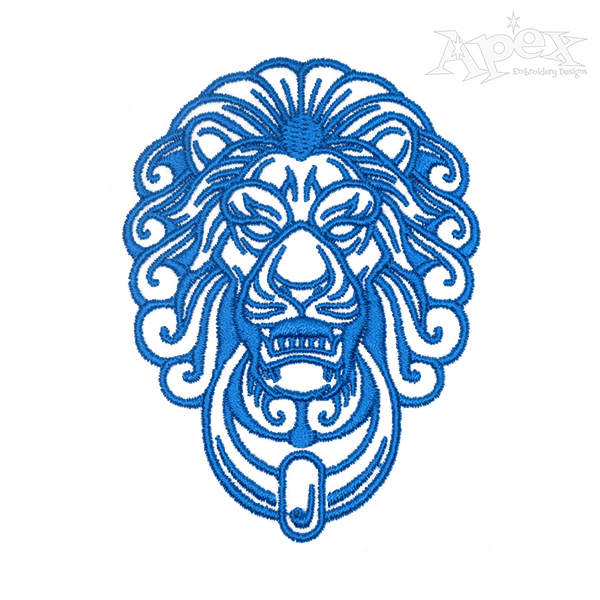 Lion Door Knob Embroidery Design