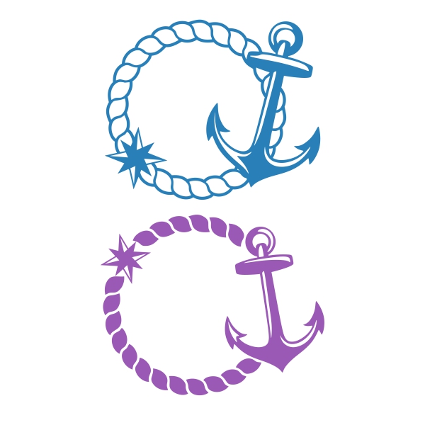 Rope and Anchor Monogram SVG Cuttable Frame