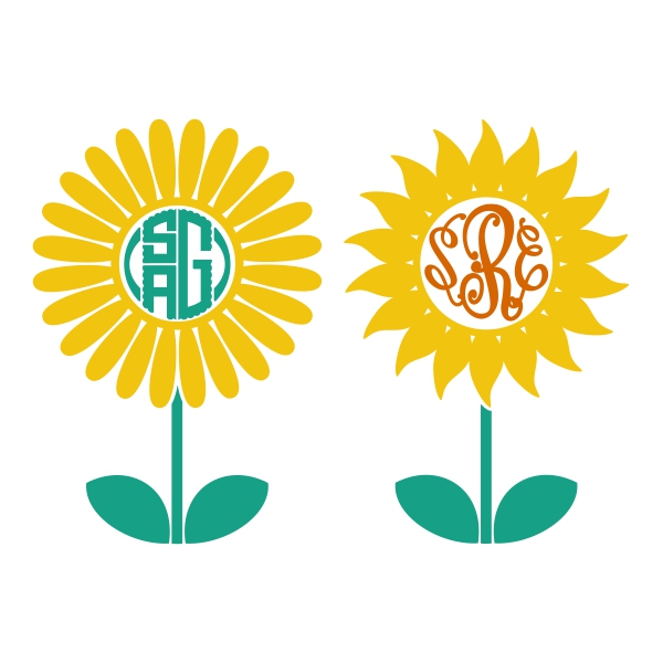 Sunflower Monogram SVG Cuttable Frame