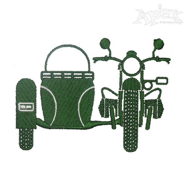 Motorcycle with Sidecar Embroidery Design