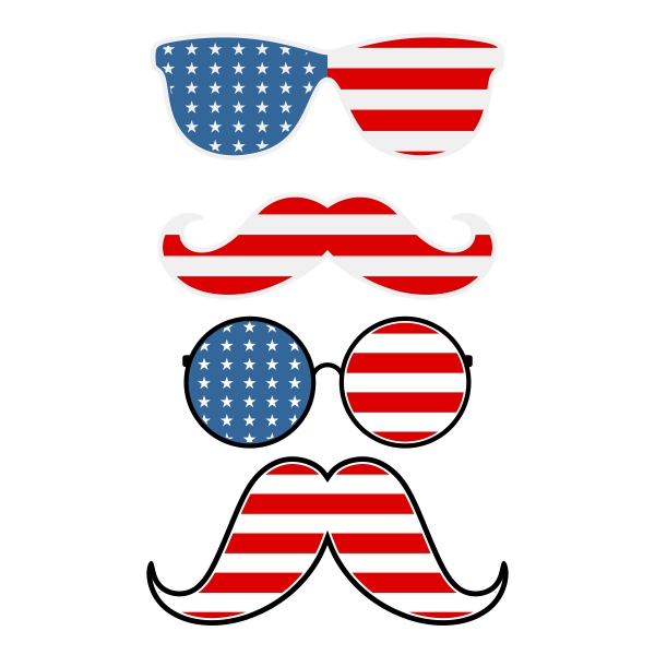 Patriotic Mustache and Sunglasses SVG Cuttable Design