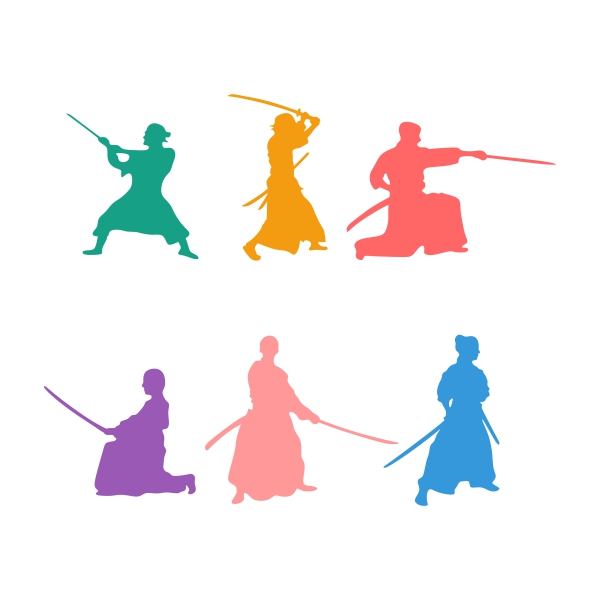 Japanese Warrior Samurai Silhouette SVG Cuttable Design