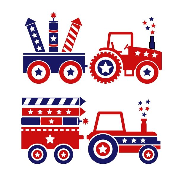 July 4th Patriotic Tractor Cuttable Design