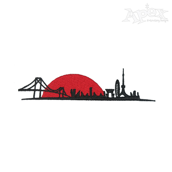 Tokyo Skyline Embroidery Design