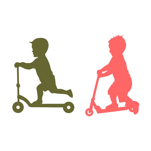 Boy Playing Kick Scooter SVG Cuttable Design