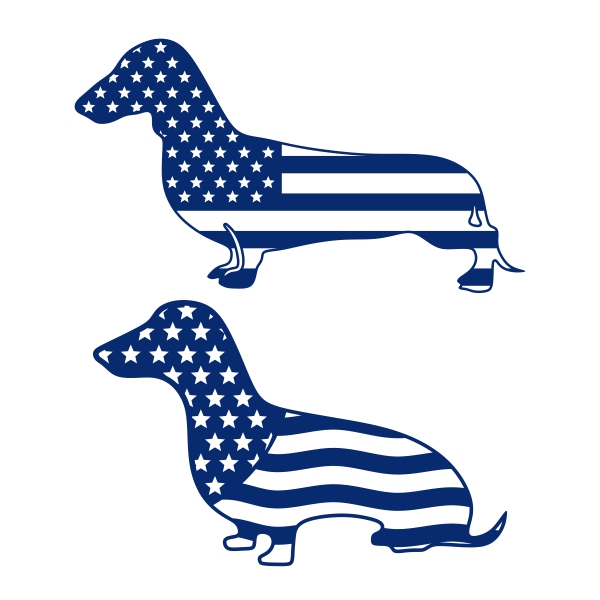 USA America Patriotic Flag Dachshund Dog SVG Cuttable Design