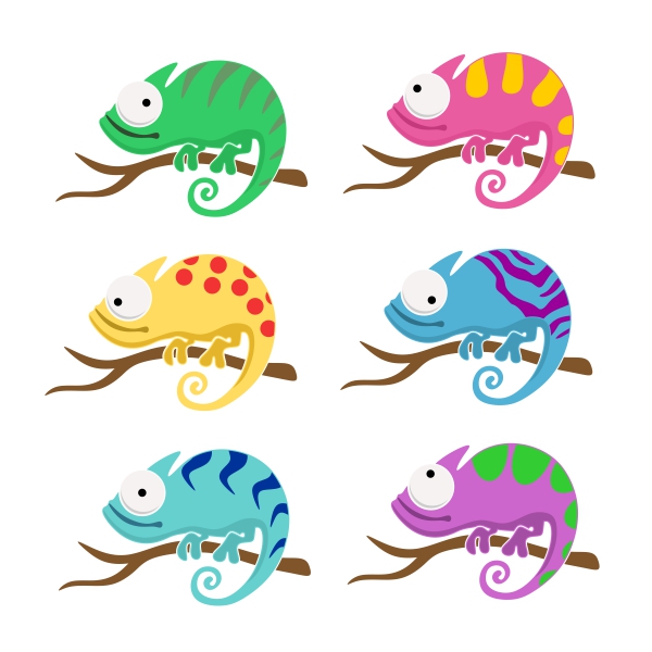 Colorful Chameleons sVG Cuttable Design