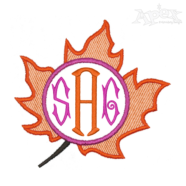Maple Leaf Applique Monogram Embroidery Frame