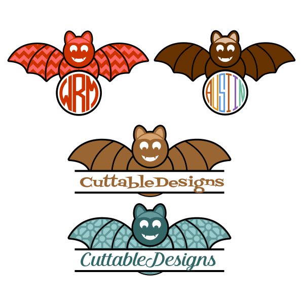 Halloween Bat Monogram SVG Cuttable Frame