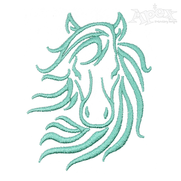 Horse Line Art Embroidery Design