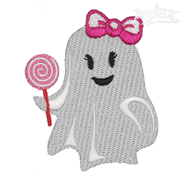Cute Ghost Girl Embroidery Design