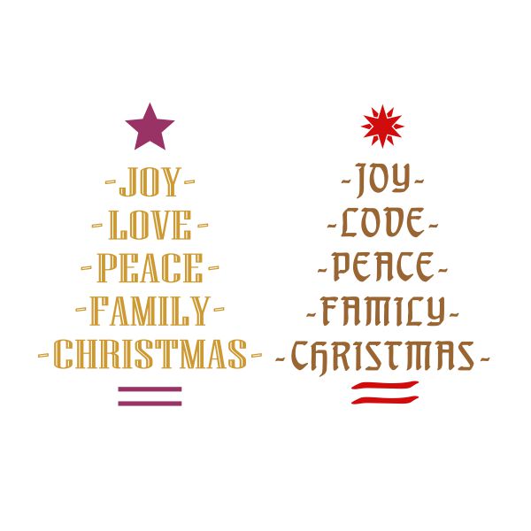Joy Love Peace Family Christmas Tree SVG Cuttable Design