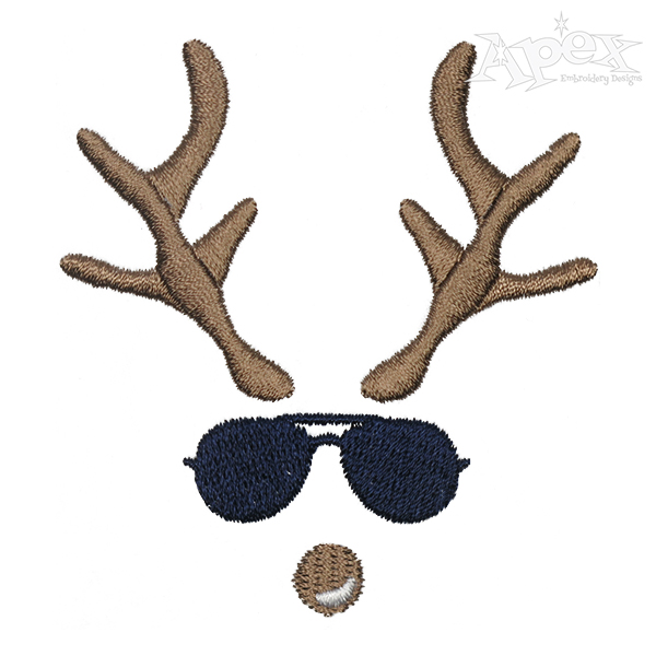 Reindeer Sunglasses Couple Embroidery Design