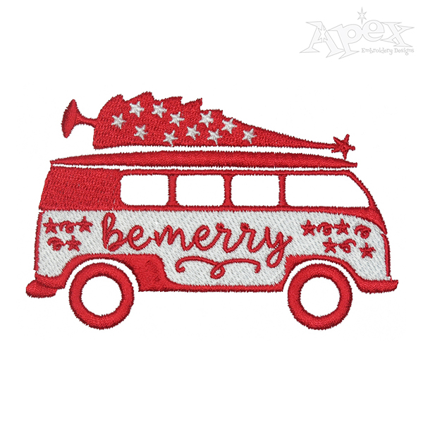 Be Merry Christmas Wagon Embroidery Design