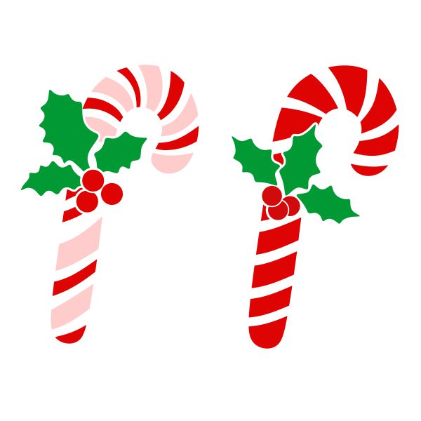 Christmas Candy Cane with Holly SVG Cuttable Design