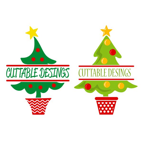 Christmas Tree Split SVG Cuttable Frame