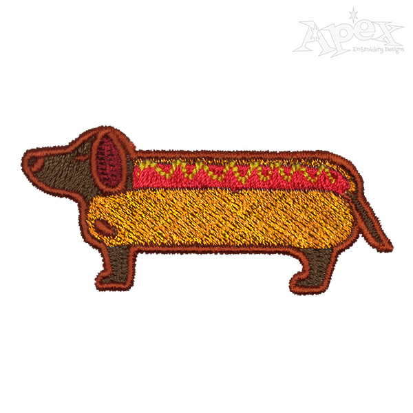 Hot Dog Embroidery Design