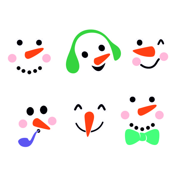 Snowman Face Pack SVG Cuttable Design