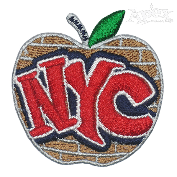 NYC New York City Big Apple Embroidery Design