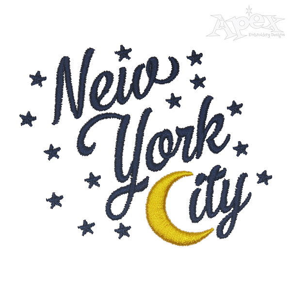 New York City Moon Embroidery Design
