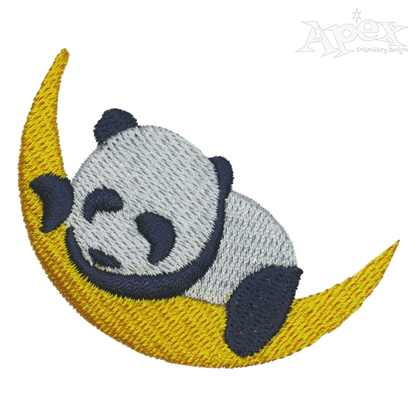 Sleeping Panda Moon Embroidery Design