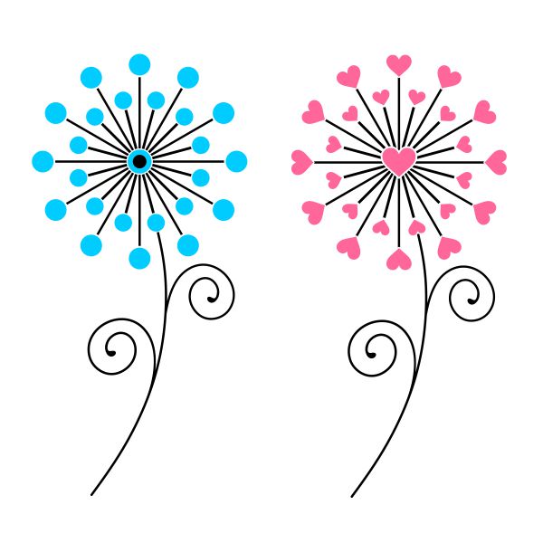 Dandelion Flower Heart SVG Cuttable Design