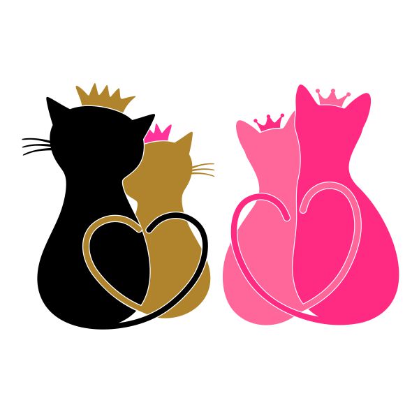 Valentine Cat Tails Heart Couple SVG Cuttable Design