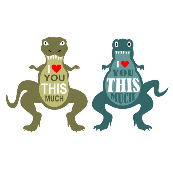Dinosaur T-Rex I Love You This Much Heart SVG Cuttable Design