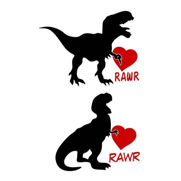 Valentine Dino T-Rex Heart Rawr SVG Cuttable Design