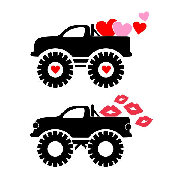 Valentine Monster Pickup Truck SVG Cuttable Design