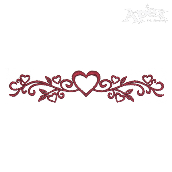 Floral Heart Love Embroidery Design