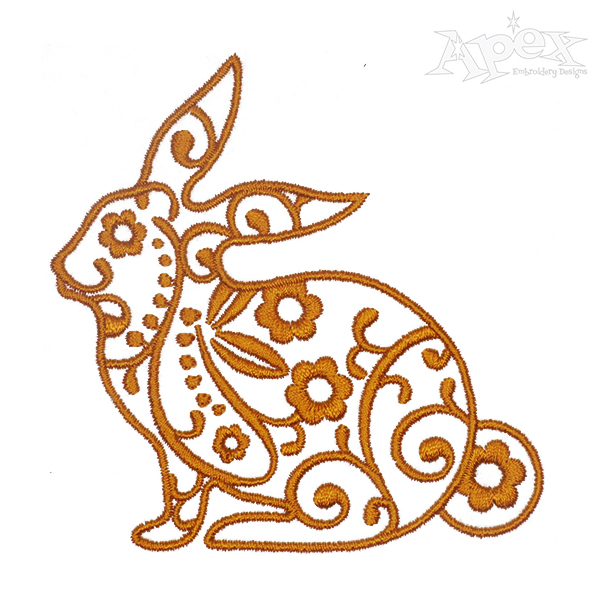 Floral Rabbit Embroidery Design